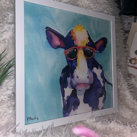 Sunny Farm Paul Brent Cow Sunglasses 13x13 Framed tore paper - Picture 2 of 8